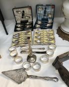 4 vintage boxed sets of spoons and other silver plated items