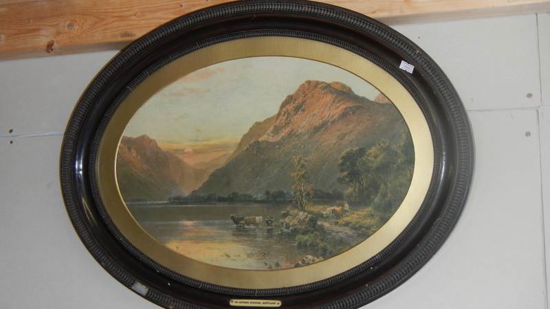 2 framed and glazed oval prints of Scottish scenes - The Hills of Perth and An Autumn Evening - Image 2 of 3