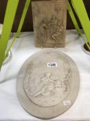 2 classical design wall plaques,