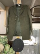 A Royal Marines Louat jacket with Queens Crown buttons & RAF cap with Queens Crown badge