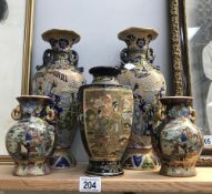 2 pairs of oriental vases and 1 other