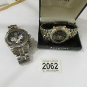 An Accurist chronograph alarm WR100 watch in original case and one other watch.