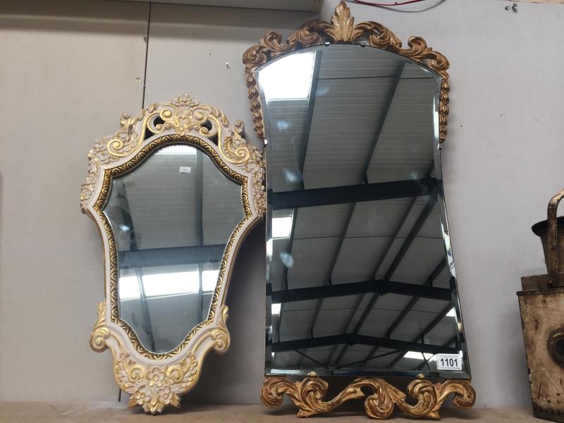 A bevel edge ormulu wall mirror and one other