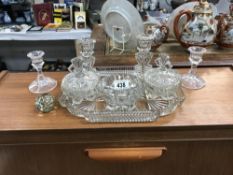 An art deco glass trinket set