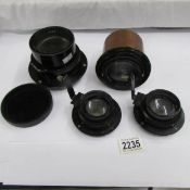 3 camera lenses with air ministry markings - A.M. lens 14A/3140 14" focal length f15.6, No.