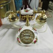 A Royal Albert Old Country Roses telephone in good condition.