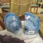 A pair of rock crystal book ends.