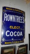 A Rowntree's Elect Cocoa enamel sign approximately 30 x 40 inches.