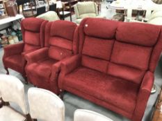 A 2 seater sofa and 2 matching armchairs