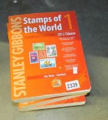 Volumes 1 -9 of Stanley Gibbons Stamps of the world 2012 edition, very good condition.