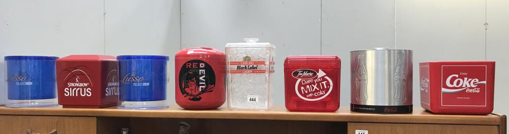 A quantity of pub ice buckets including Coca Cola etc.