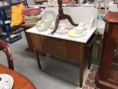 A 1930's oak marble top washstand
