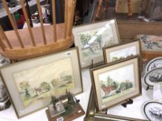 4 watercolours of Norfolk rural scenes signed D.C.