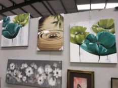 4 modern pictures of flowers on canvas