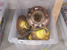 6 military runway light fittings marked REVO T2 MK2 and wire cables possibly Air Ministry War Dept