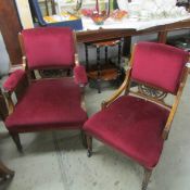 A pair of Edwardian mahogany framed chairs.