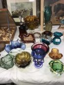 8 coloured art glass dishes