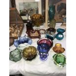 8 coloured art glass dishes