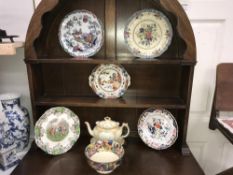 A collection of old wall plates by Masons, Copeland, Doulton etc.
