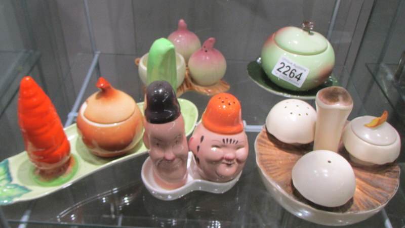 5 novelty cruet sets including Carlton ware.