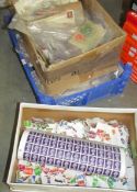 3 boxes of GB stamps, George V forward and a mint sheet of purple 3d stamps.