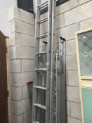 An aluminium 4 way professional 3 section combination ladder 6ft3 - 12ft10 and a double extending