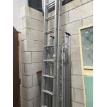 An aluminium 4 way professional 3 section combination ladder 6ft3 - 12ft10 and a double extending