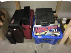 A box and 2 cases of LP records and 4 cases of cassettes