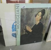 An Amedeo Modigliani poster and one other (glass a/f on both).