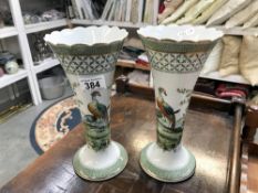 A pair pf Corona ware Chantilly bird of paradise vases