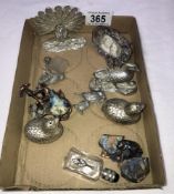 A quantity of silver plated animals including bird cruets, picture frame etc.
