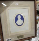 A framed and glazed Wedgwood plaque of Sir Robert Peel, 2nd Bt.