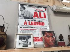 A signed Mohammed Ali book, a f/g Ali poster,