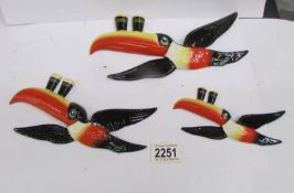 A set of 3 Carlton ware Guinness flying toucans.