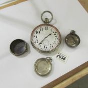 3 silver pocket watch cases (1 George Reader, Chester 1874, 2 James Heales, Birmingham 1823,