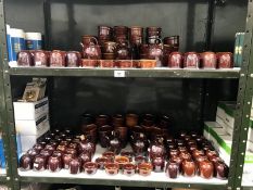 2 shelves of Grayshott pottery café table ware