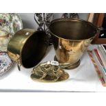 A vintage brass bucket,