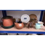 A mixed lot including terracotta lidded pot, teapot, jugs etc.