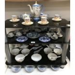 A mixed ceramic lot including Delft miniature tea set, blue and white china, decorative tea set etc.