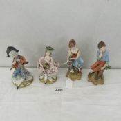 2 pairs of continental porcelain figures.