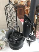 2 black coal buckets and contents,