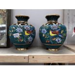 A pair of French floral painted vases A/F