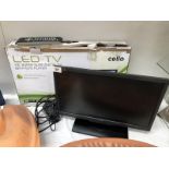 A 19" Cello superslim digital TV with DVD player and universal remote