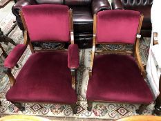 2 mahogany inlaid Edwardian chairs.