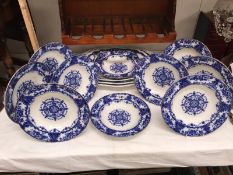 11 late 19th / early 20th Century Westbourne flo-blue and white soup bowls and 3 meat plates