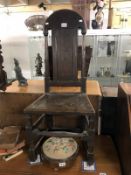 A Georgian oak hall chair A/F