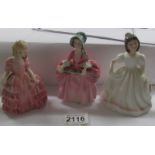 3 Royal Doulton figurines - Rose, Bo Peep and Amanda.