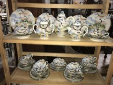 Approximately 39 pieces of Japanese egg shell china teaware