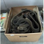 A box of leather horse straps