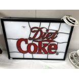 A Coca-Cola advertising light box for Diet Coke